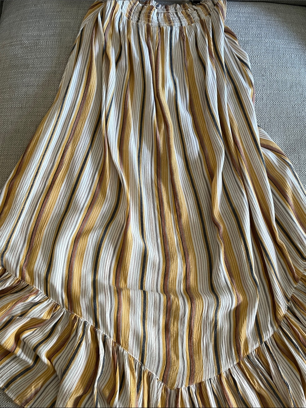 Angie Striped Maxi Skirt Ruched waist with Ruffle Hem L - Picture 5 of 5